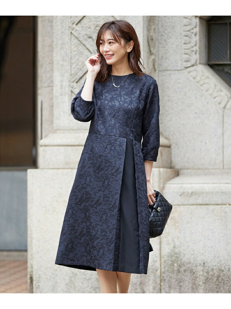 【SALE／50%OFF】CARETTAジャカード ワンピース J.PRESS ジェイプレス ワンピース・ドレス シャツワンピース ネイビー【RBA_E】【送料無料】[Rakuten Fashion]