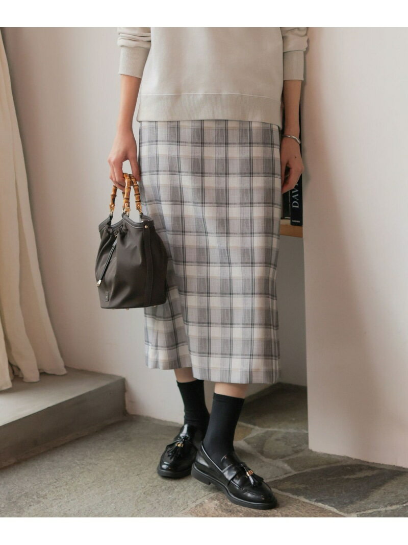 Rakuten - スラブ調チェック プリント スカート J.PRESS ジェイプレス スカート ロング・マキシスカート グレー【送料無料】[Rakuten Fashion]