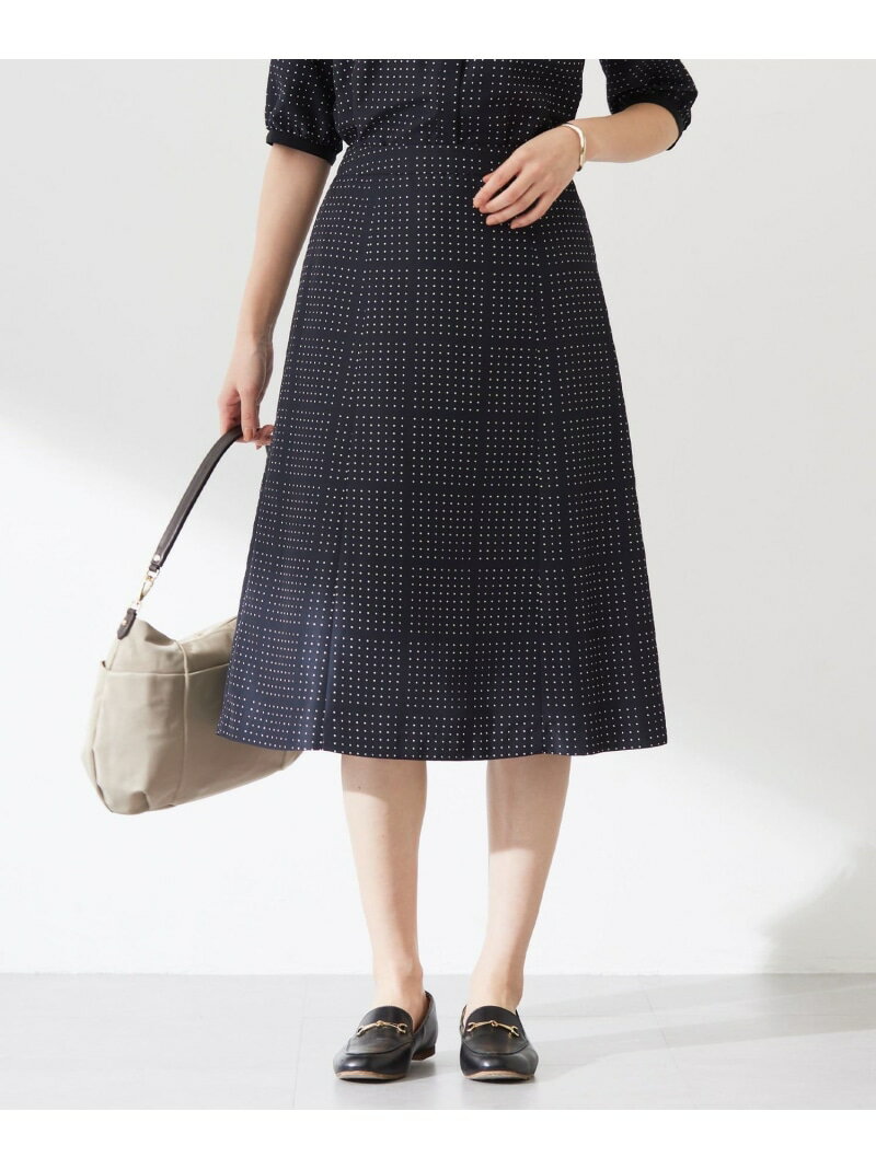 ブロックドットプリントフレアースカ...
