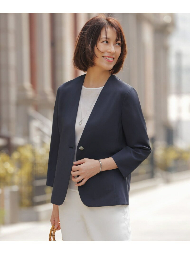 樂天商城 - 【SALE／30%OFF】【セットアップ対応】ファンマートロストレッチ ノーカラー ジャケット J.PRESS ジェイプレス ジャケット・アウター ノーカラージャケット グレー ネイビー【RBA_E】【送料無料】[Rakuten Fashion]