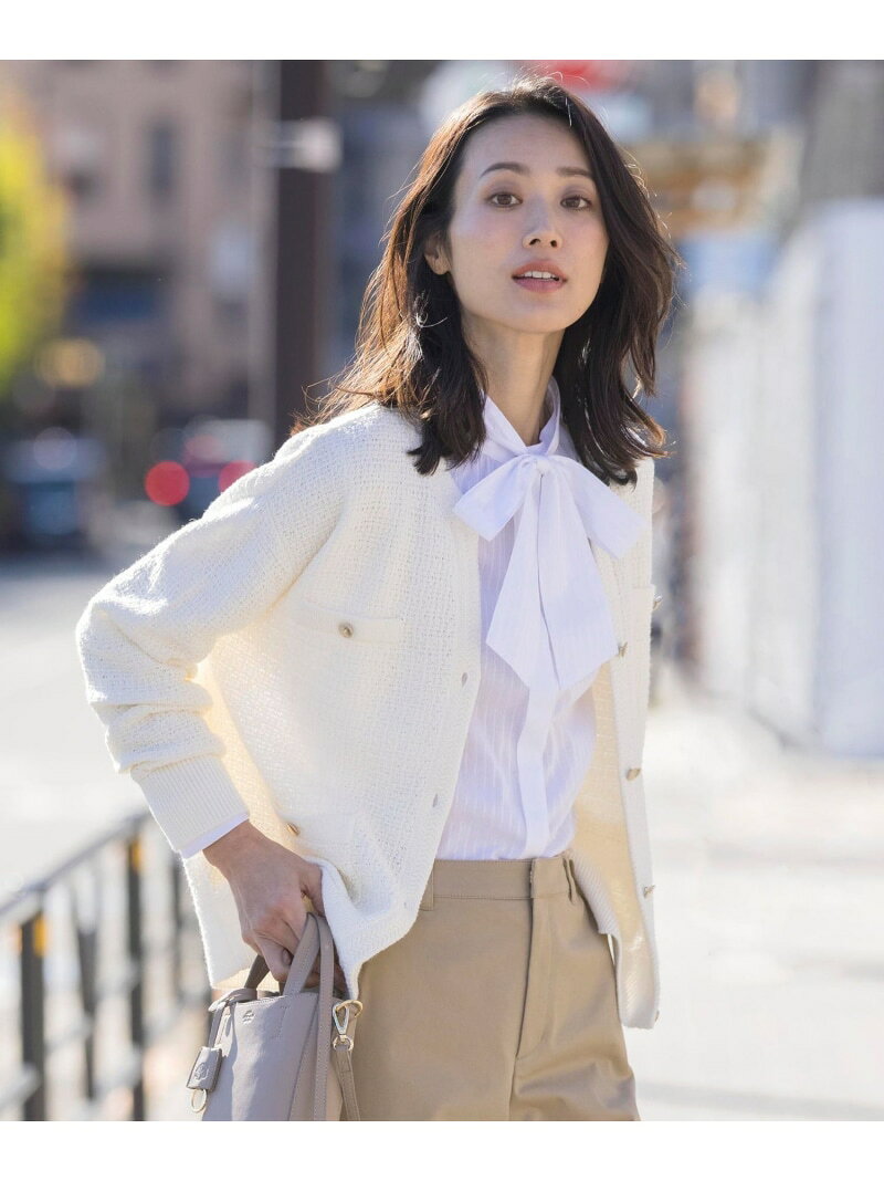 Rakuten - 【SALE／50%OFF】【洗える】DAILY TWEED ニット アウター J.PRESS ジェイプレス トップス カーディガン ホワイト ネイビー【RBA_E】【送料無料】[Rakuten Fashion]