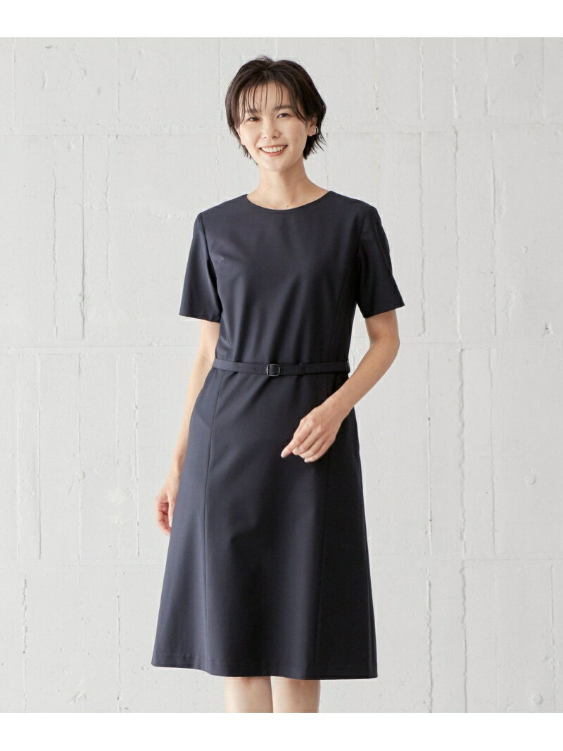 BAHARIYE SOLID フレアー ワンピース J.PRESS ジェイプレス ワンピース・ドレス シャツワンピース ブラック ネイビー【送料無料】[Rakuten Fashion]