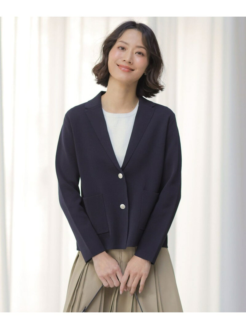 Rakuten - 【昨年ご好評・オンオフ使える・冷房対策に】Cotton Acetate ニット ジャケット J.PRESS ジェイプレス トップス カーディガン ネイビー ベージュ【送料無料】[Rakuten Fashion]