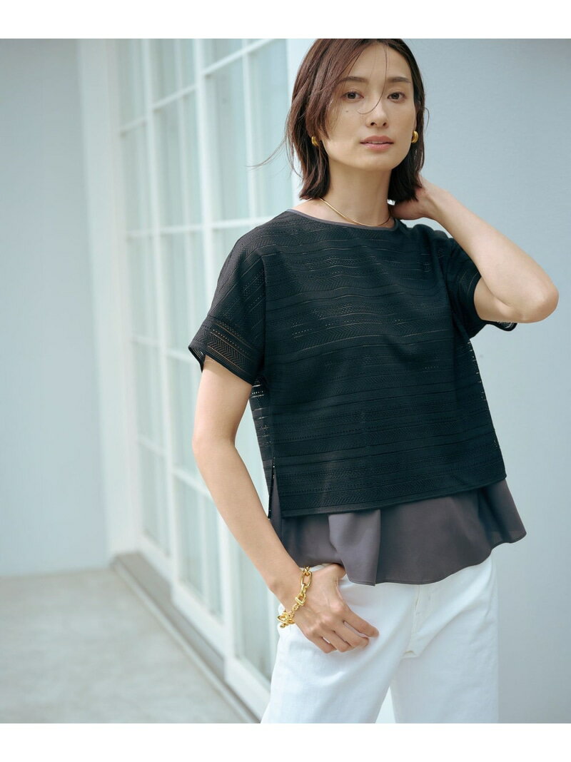 Other - 【SALE／50%OFF】【WEB限定カラーあり・洗える】レースドッキング カットソー J.PRESS LADIES L ジェイプレス トップス カットソー・Tシャツ ホワイト ブラック ピンク【RBA_E】【送料無料】[Rakuten Fashion]