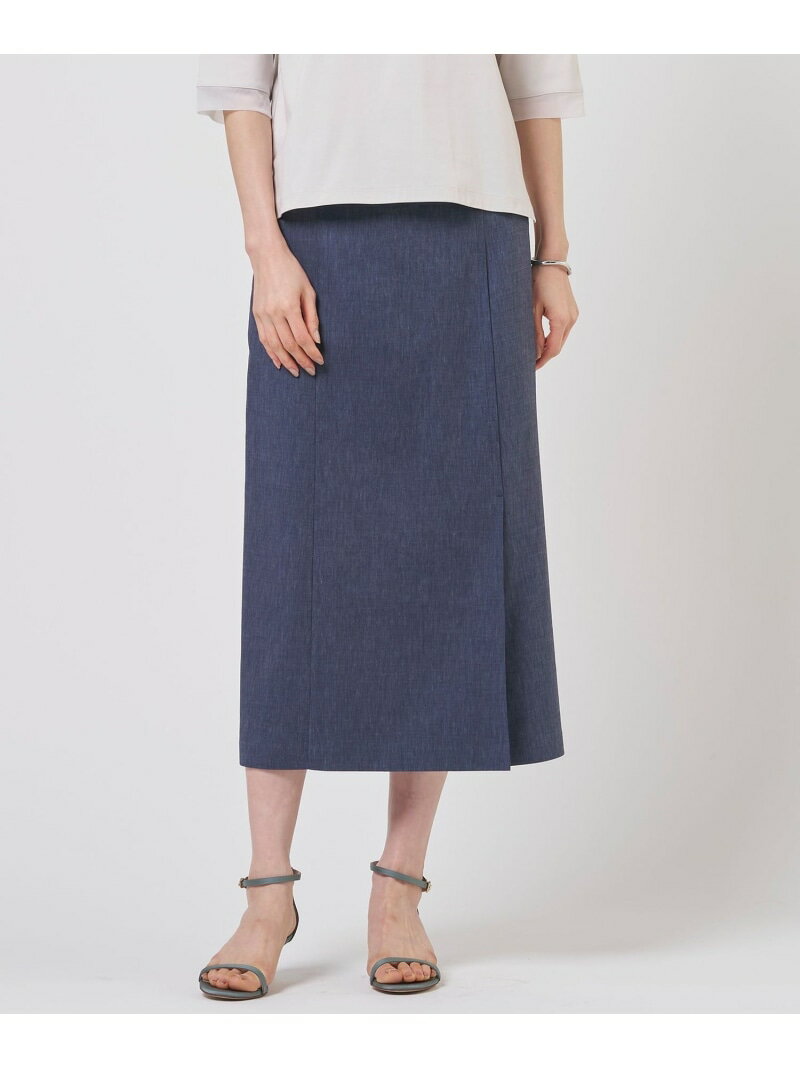 Rakuten - 【セット着用可】リネンバイオシャンブレー Aライン スカート J.PRESS LADIES L ジェイプレス スカート ロング・マキシスカート ブラウン ネイビー ベージュ【送料無料】[Rakuten Fashion]