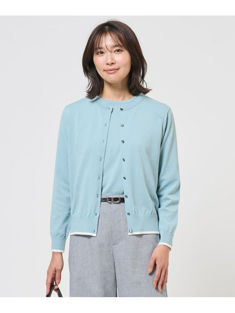 Rakuten - 【アンサンブル着用可】BASIC HT COTTON クルーネック カーディガン J.PRESS LADIES L ジェイプレス トップス カーディガン ネイビー ピンク ベージュ【送料無料】[Rakuten Fashion]