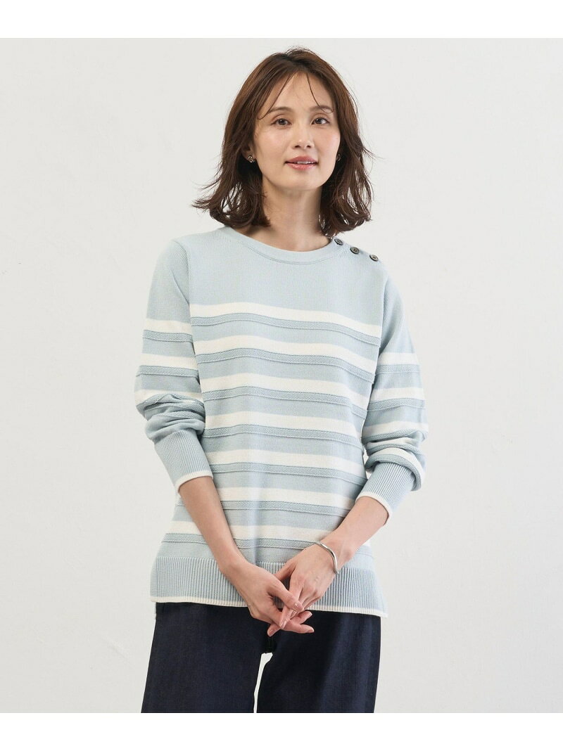 Rakuten - Cotton Polyester カラーボーダー ニット J.PRESS ジェイプレス トップス ニット ホワイト【送料無料】[Rakuten Fashion]