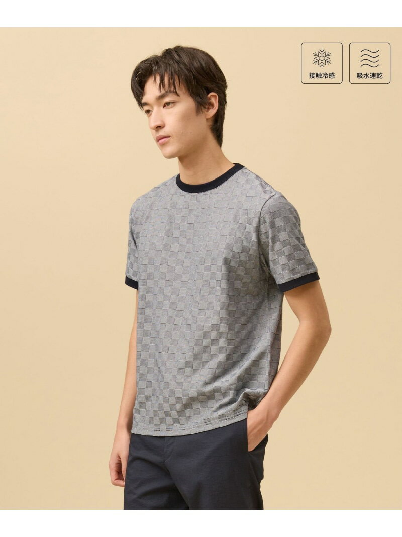 Rakuten - ジャケットインの最適解【接触冷感 / 吸水速乾】【J.PRESS PREMIUM JERSEY】アーガイルリンクス Tシャツ J.PRESS ジェイプレス トップス カットソー・Tシャツ ネイビー グレー ホワイト ブラック【送料無料】[Rakuten Fashion]