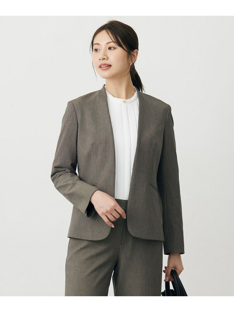 Rakuten - T/Rアルガンシルク ノーカラー ジャケット J.PRESS ジェイプレス ジャケット・アウター ノーカラージャケット グレー ネイビー ブラウン【送料無料】[Rakuten Fashion]