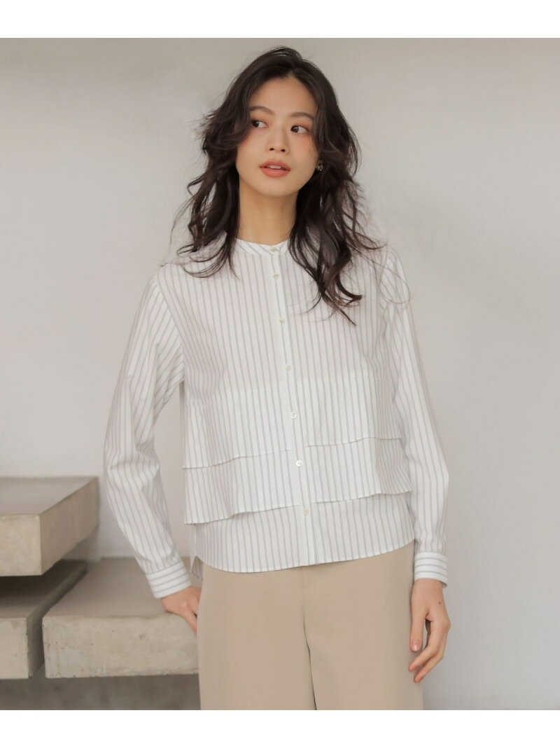 Rakuten - ストライプジャージー フリル カットソー J.PRESS ジェイプレス トップス カットソー・Tシャツ ホワイト グリーン ネイビー【送料無料】[Rakuten Fashion]
