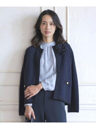 ジェイプレス ノーカラージャケット レディース 【WEB限定カラーあり・洗える】TWEED ニット ジャケット J.PRESS LADIES L ジェイプレス ジャケット・アウター ノーカラージャケット ネイビー ホワイト グレー ブラック【送料無料】[Rakuten Fashion]