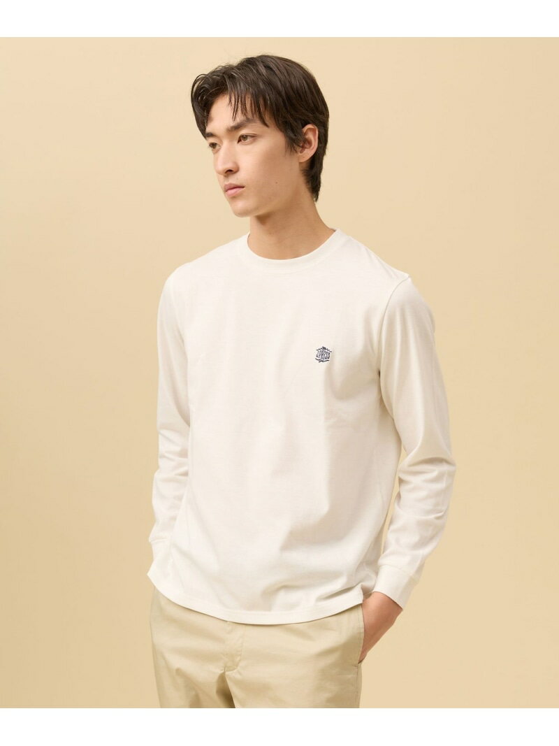 オーバルワンポイント ロングスリーブ Tシャツ J.PRESS ジェイプレス トップス カットソー・Tシャツ ホワイト ネイビー【送料無料】[Rakuten Fashion]