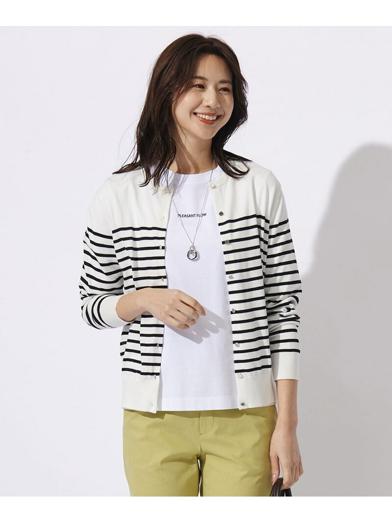 Rakuten - 【SALE／50%OFF】【洗える】BASIC HT-COTTON クルーネック ボーダー カーディガン J.PRESS ジェイプレス トップス カーディガン ブラック【RBA_E】【送料無料】[Rakuten Fashion]