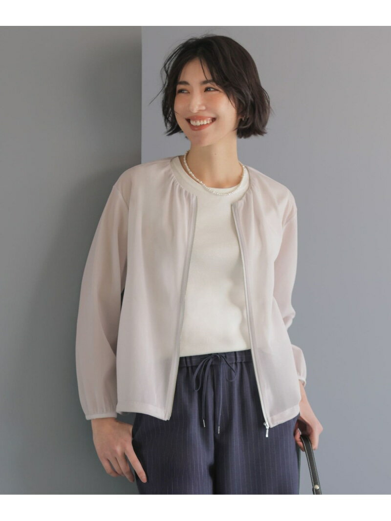 Rakuten - 【季節の変わり目に】シアーブルゾン J.PRESS LADIES L ジェイプレス ジャケット・アウター ブルゾン・ジャンパー ベージュ ネイビー【送料無料】[Rakuten Fashion]