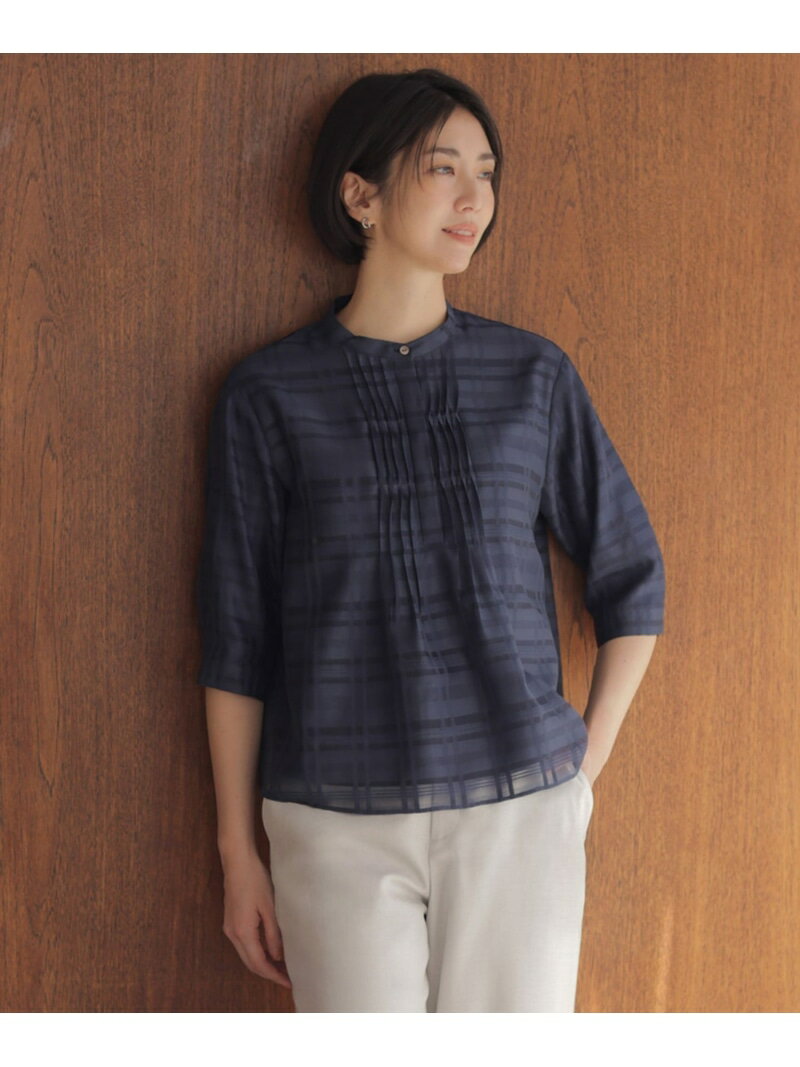 Rakuten - シアーチェック カットソー J.PRESS LADIES L ジェイプレス トップス カットソー・Tシャツ ホワイト ブルー【送料無料】[Rakuten Fashion]