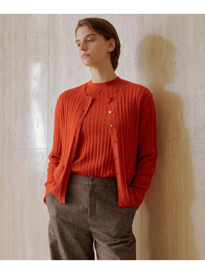 Rakuten - KNIT BASIC クルーネック カーディガン J.PRESS LADIES L ジェイプレス トップス カーディガン オレンジ ベージュ ネイビー【送料無料】[Rakuten Fashion]