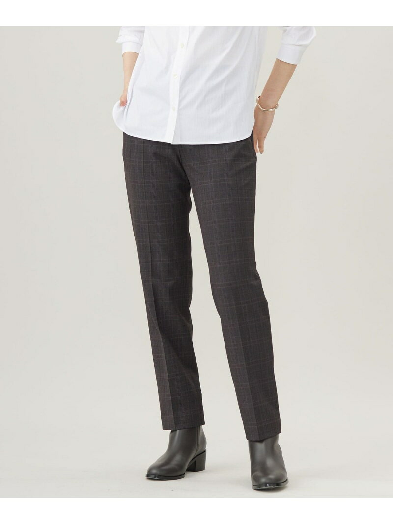 Rakuten - 【SALE／50%OFF】【洗える】T/Rアルガンシルクチェック テーパード パンツ J.PRESS LADIES L ジェイプレス パンツ その他のパンツ グレー ブラウン【RBA_E】【送料無料】[Rakuten Fashion]