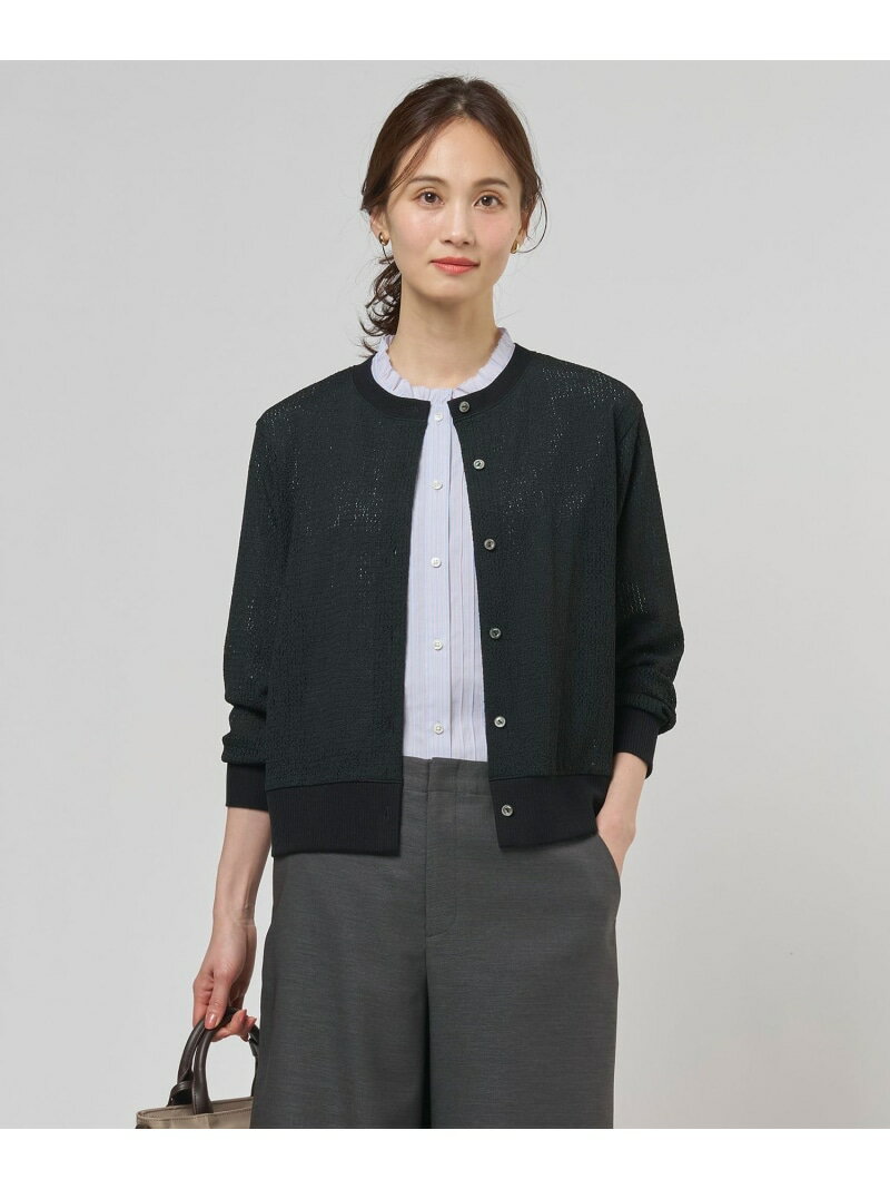 Rakuten - 【冷房対策に】レーシー カーディガン J.PRESS LADIES L ジェイプレス トップス カーディガン ブラック ホワイト グレー【送料無料】[Rakuten Fashion]