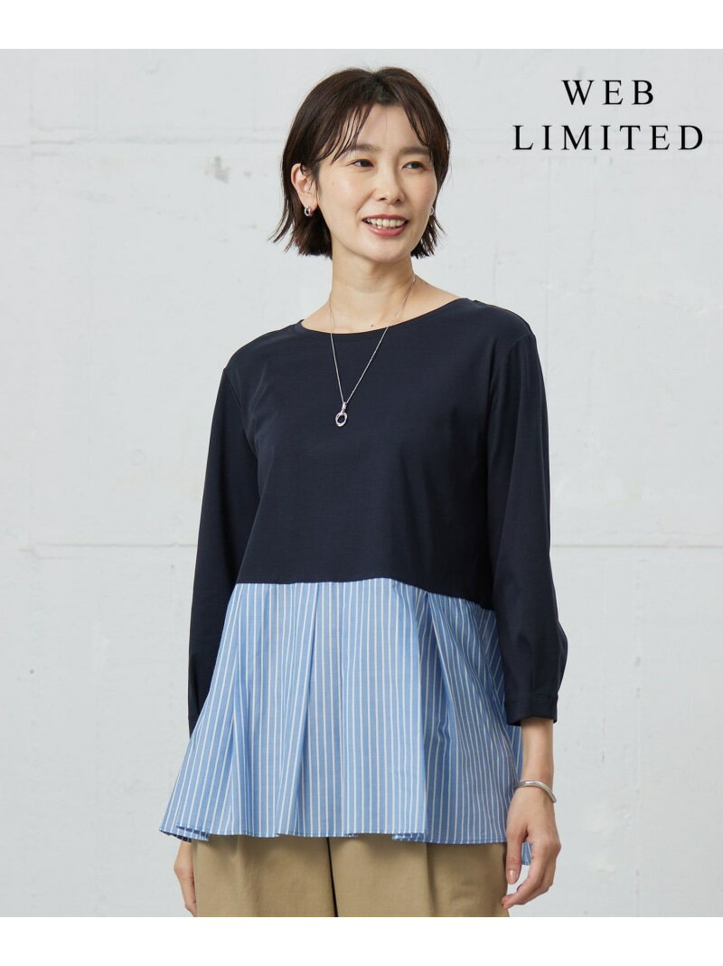 樂天商城 - 【SALE／30%OFF】【WEB限定カラーあり】スムースジャージー フレアー カットソー J.PRESS ジェイプレス トップス カットソー・Tシャツ ネイビー ホワイト【RBA_E】【送料無料】[Rakuten Fashion]