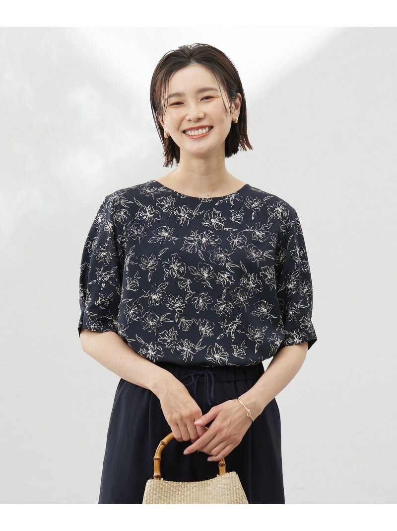 Rakuten - 【SALE／50%OFF】【洗える】ラインフラワープリント ブラウス J.PRESS ジェイプレス トップス シャツ・ブラウス ネイビー【RBA_E】【送料無料】[Rakuten Fashion]