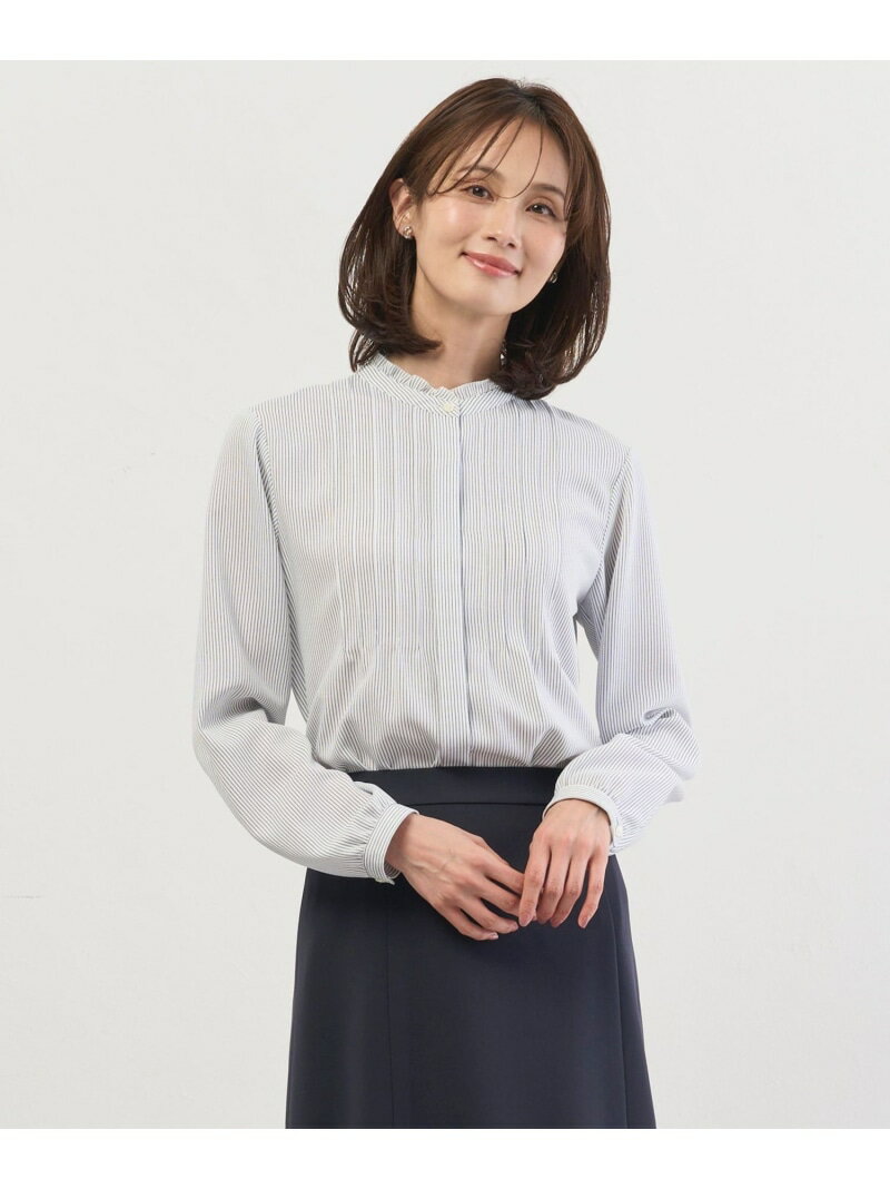 Rakuten - ソフトジョーゼット ストライプ プリント ブラウス J.PRESS LADIES L ジェイプレス トップス シャツ・ブラウス ネイビー【送料無料】[Rakuten Fashion]