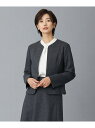 【SALE／50%OFF】アクアレジェンドウールジャージー ノーカラー ジャケット J.PRESS LADIES L ジェイプレス ジャケット・アウター ノーカラージャケット グレー ネイビー【RBA_E】【送料無料】[Rakuten Fashion]