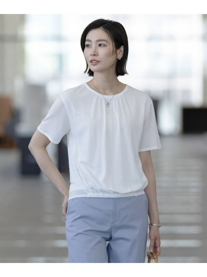 Rakuten - 【SALE／50%OFF】【洗える】ミラノ風天竺シアー カットソー J.PRESS LADIES L ジェイプレス トップス カットソー・Tシャツ ブルー ホワイト ネイビー ベージュ【RBA_E】【送料無料】[Rakuten Fashion]