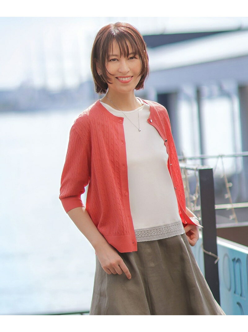 樂天商城 - 【SALE／20%OFF】【アンサンブル着用可】Vis/Peスパーク クルーネック カーディガン J.PRESS ジェイプレス トップス カーディガン ホワイト オレンジ ネイビー【RBA_E】【送料無料】[Rakuten Fashion]