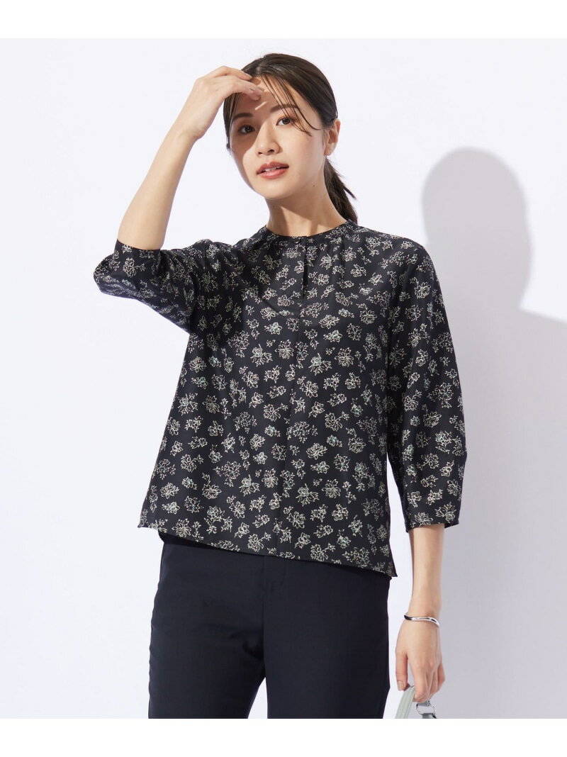 Rakuten - 【SALE／50%OFF】【洗える】ラインフラワープリント ブラウス J.PRESS ジェイプレス トップス シャツ・ブラウス ネイビー ホワイト【RBA_E】【送料無料】[Rakuten Fashion]