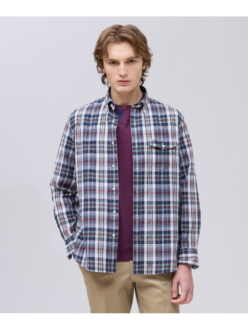 Rakuten - 【吸水速乾 / 接触冷感 / 高通気性】Aero Weave クールマックス サッカーシャツ / B.D. J.PRESS ジェイプレス トップス シャツ・ブラウス レッド ブルー ブラウン【送料無料】[Rakuten Fashion]