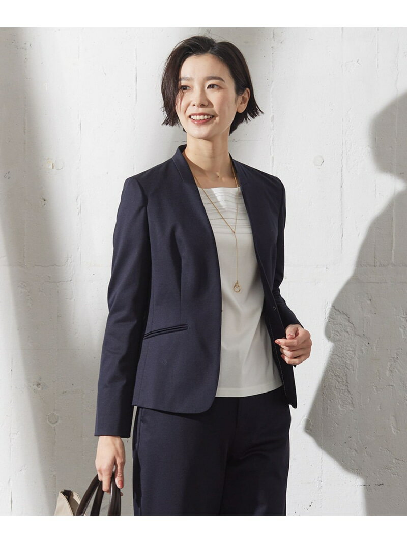 Rakuten - 【SALE／50%OFF】【セットアップ対応・洗える・抗菌防臭】T/Cポンチ ノーカラー ジャケット J.PRESS ジェイプレス ジャケット・アウター ノーカラージャケット ネイビー【RBA_E】【送料無料】[Rakuten Fashion]