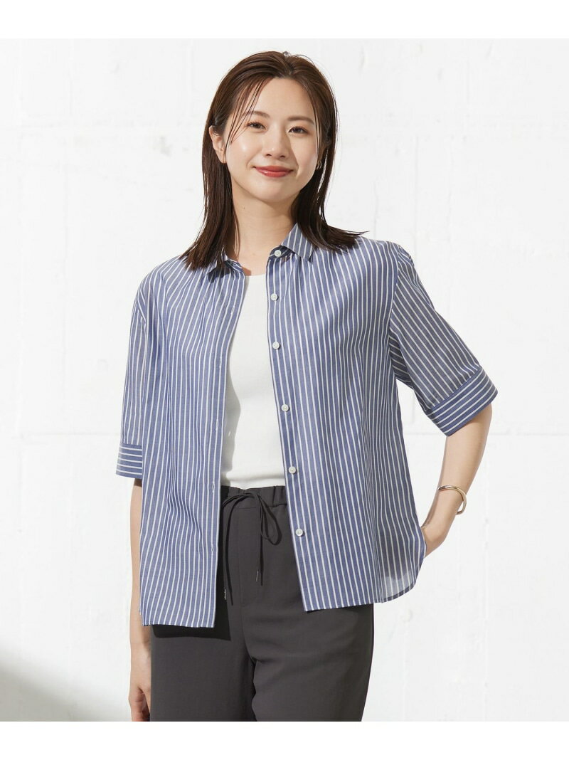Rakuten - 【SALE／50%OFF】【洗える】ウォッシャブルストライプ シャツカラー ブラウス J.PRESS ジェイプレス トップス シャツ・ブラウス ブルー ベージュ ネイビー【RBA_E】【送料無料】[Rakuten Fashion]