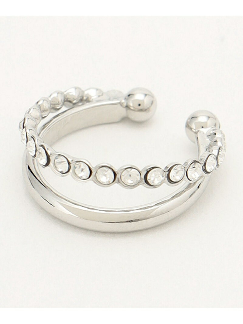 【2way】クリスタル イヤカフ リング J.PRESS ジェイプレス アクセサリー・腕時計 イヤリング・イヤーカフ シルバー[Rakuten Fashion]