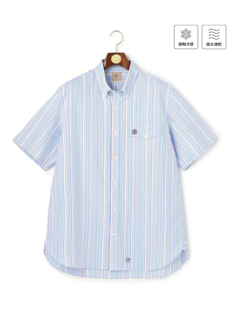 Rakuten - 【KING SIZE 】【吸水速乾 / 接触冷感 / 高通気性】Aero Weave クールマックスサッカー ストライプ シャツ / B.D. J.PRESS ジェイプレス トップス シャツ・ブラウス グリーン ブルー ピンク【送料無料】[Rakuten Fashion]