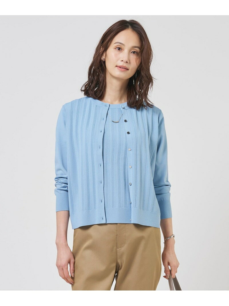 Rakuten - 【アンサンブル着用可】Rayon Elite Stretch クルーネック カーディガン J.PRESS ジェイプレス トップス カーディガン ベージュ ピンク ネイビー ブルー【送料無料】[Rakuten Fashion]