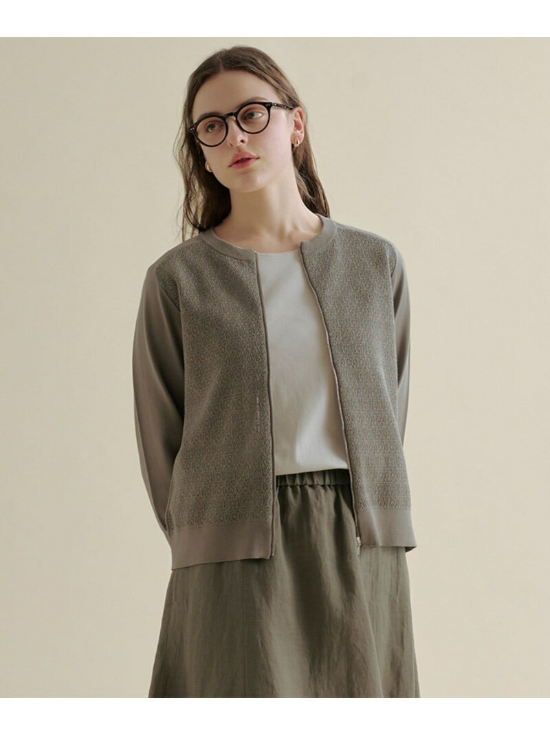 Rakuten - 【季節の変わり目に】Lace Jacquard ニット ブルゾン J.PRESS ジェイプレス ジャケット・アウター ブルゾン・ジャンパー ネイビー ブラウン ホワイト【送料無料】[Rakuten Fashion]