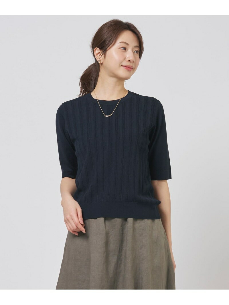 Rakuten - 【アンサンブル着用可】Rayon Elite Stretch クルーネック ニット J.PRESS ジェイプレス トップス ニット ベージュ ピンク ブルー ネイビー【送料無料】[Rakuten Fashion]