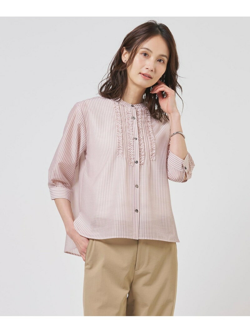 Rakuten - 【一枚で着映え】シアーピンストライプ カットソー J.PRESS LADIES L ジェイプレス トップス カットソー・Tシャツ ブルー ピンク【送料無料】[Rakuten Fashion]