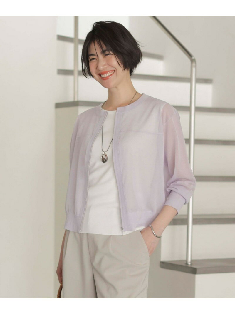 樂天商城 - 【SALE／40%OFF】【洗える】SHEER LIGHT ニット ブルゾン J.PRESS ジェイプレス ジャケット・アウター ブルゾン・ジャンパー ネイビー パープル ベージュ【RBA_E】【送料無料】[Rakuten Fashion]