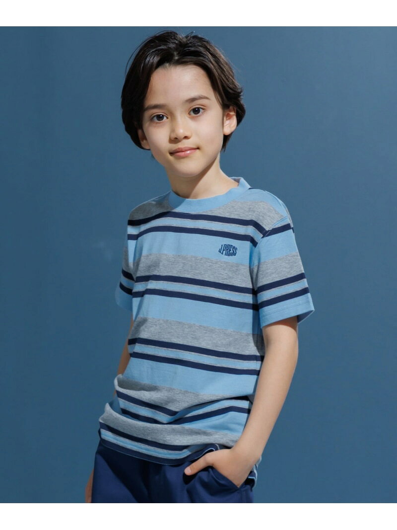 Rakuten - 【100-130cm】マルチボーダー 半袖Tシャツ J.PRESS ジェイプレス トップス カットソー・Tシャツ ネイビー ブルー【送料無料】[Rakuten Fashion]