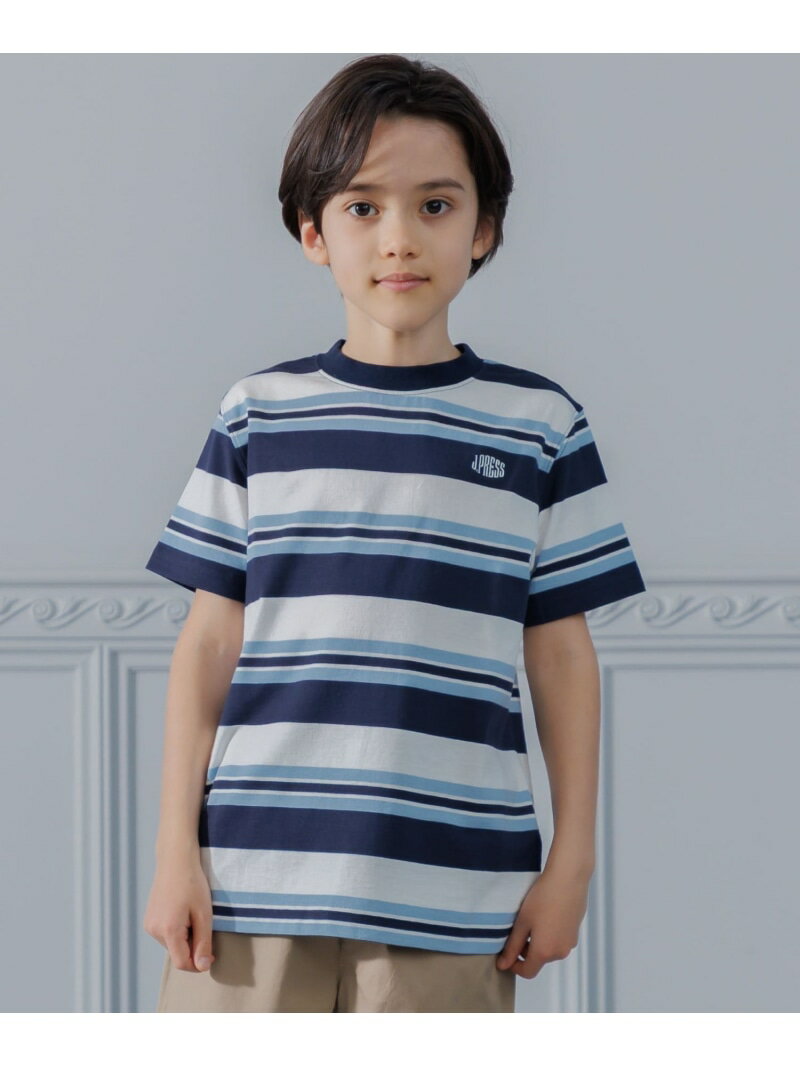 Rakuten - 【140-170cm】マルチボーダー 半袖Tシャツ J.PRESS ジェイプレス トップス カットソー・Tシャツ ネイビー ブルー【送料無料】[Rakuten Fashion]