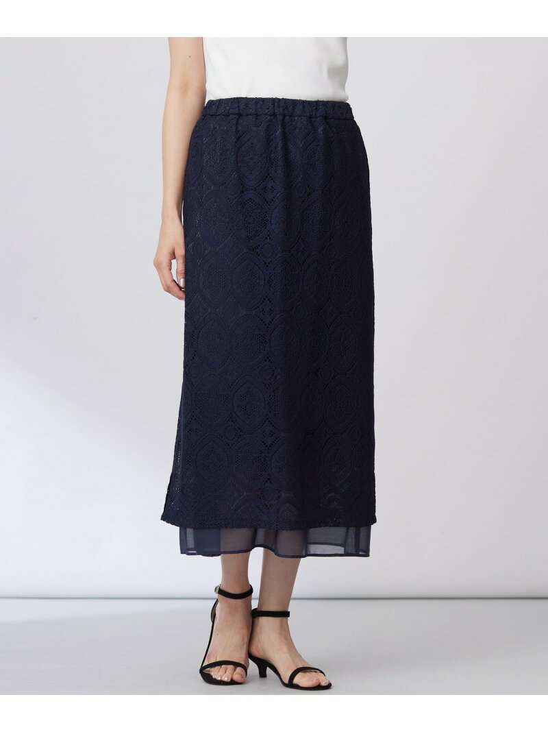 Rakuten - 【SALE／50%OFF】【洗える】ジャカードレース ナロースカート J.PRESS ジェイプレス スカート ロング・マキシスカート ネイビー【RBA_E】【送料無料】[Rakuten Fashion]