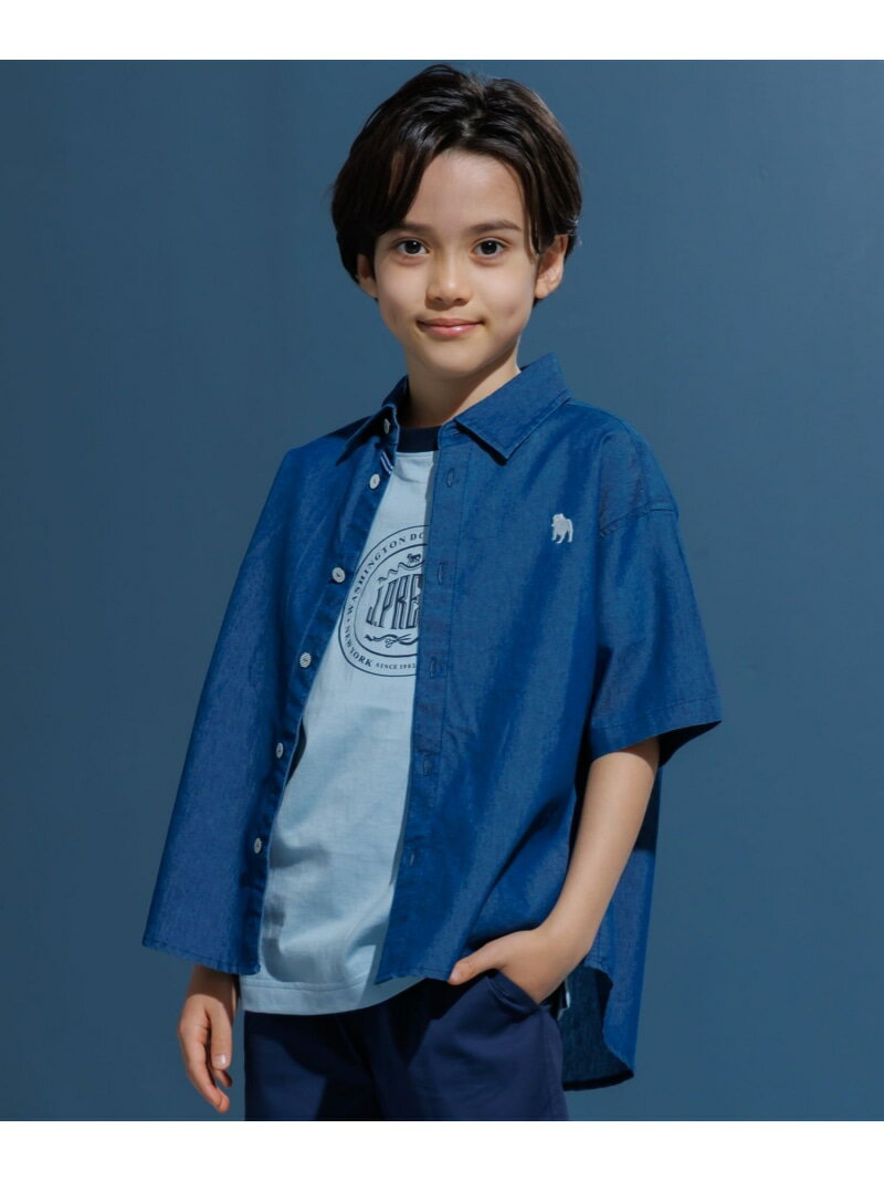 Rakuten - 【140-170cm】バックブル ダンガリー 半袖シャツ J.PRESS ジェイプレス トップス シャツ・ブラウス ネイビー【送料無料】[Rakuten Fashion]