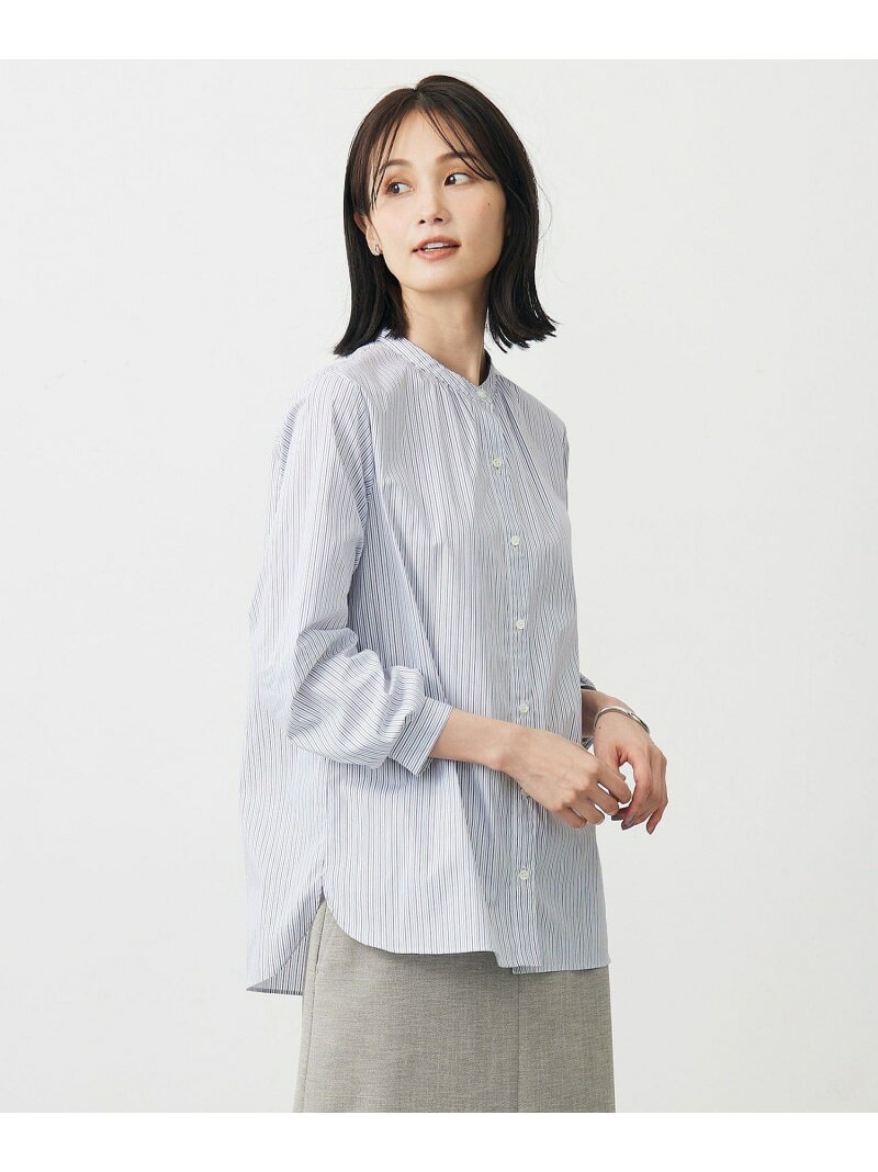 Rakuten - 【SALE／40%OFF】BEZ ドビーストライプ バンドカラー ブラウス J.PRESS ジェイプレス トップス シャツ・ブラウス ブルー ホワイト【RBA_E】【送料無料】[Rakuten Fashion]