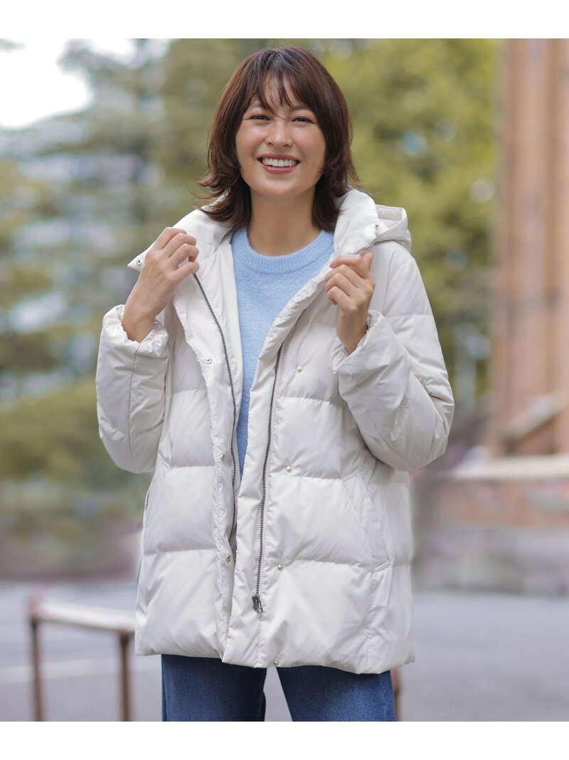 Rakuten - 【洗える・2way】タフタダウン ミドル丈 コート J.PRESS LADIES L ジェイプレス ジャケット・アウター ダウンジャケット・ダウンベスト ブラック ホワイト ブラウン【送料無料】[Rakuten Fashion]