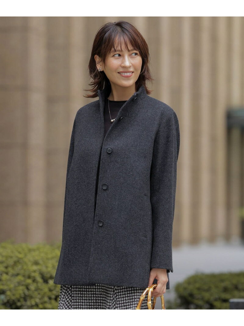 Rakuten - 【SALE／20%OFF】ショートビーバー ミディ丈 スタンドカラー コート J.PRESS LADIES L ジェイプレス ジャケット・アウター その他のジャケット・アウター ベージュ グレー ブルー【RBA_E】【送料無料】[Rakuten Fashion]