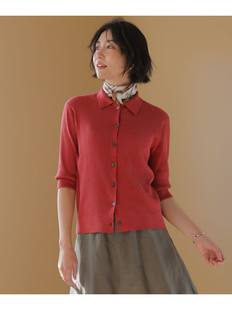Rakuten - LINEN COTTON ポロ ニット J.PRESS LADIES L ジェイプレス トップス ニット ネイビー レッド ブラウン ブルー【送料無料】[Rakuten Fashion]