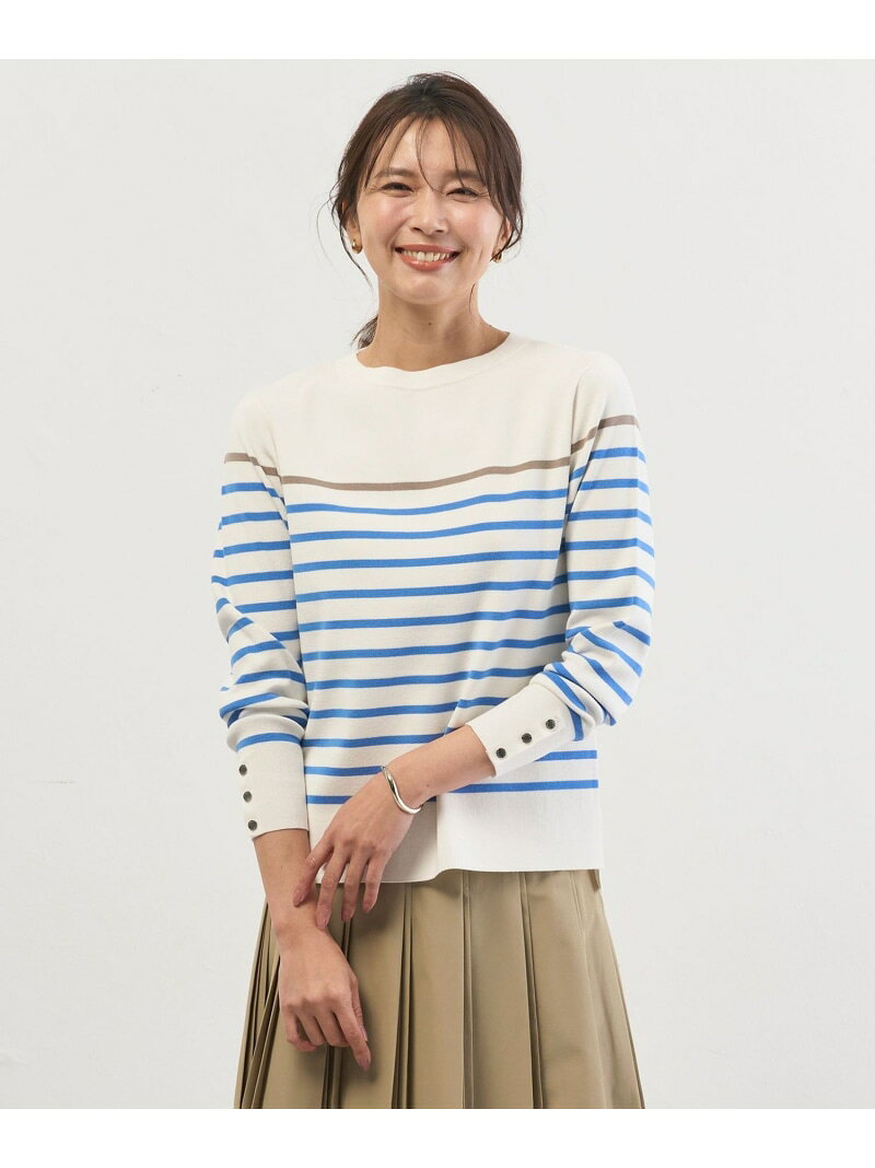 Rayon Stretch Border ニット J.PRESS ジェイプレス トップス ニット ホワイト【送料無料】[Rakuten Fashion]