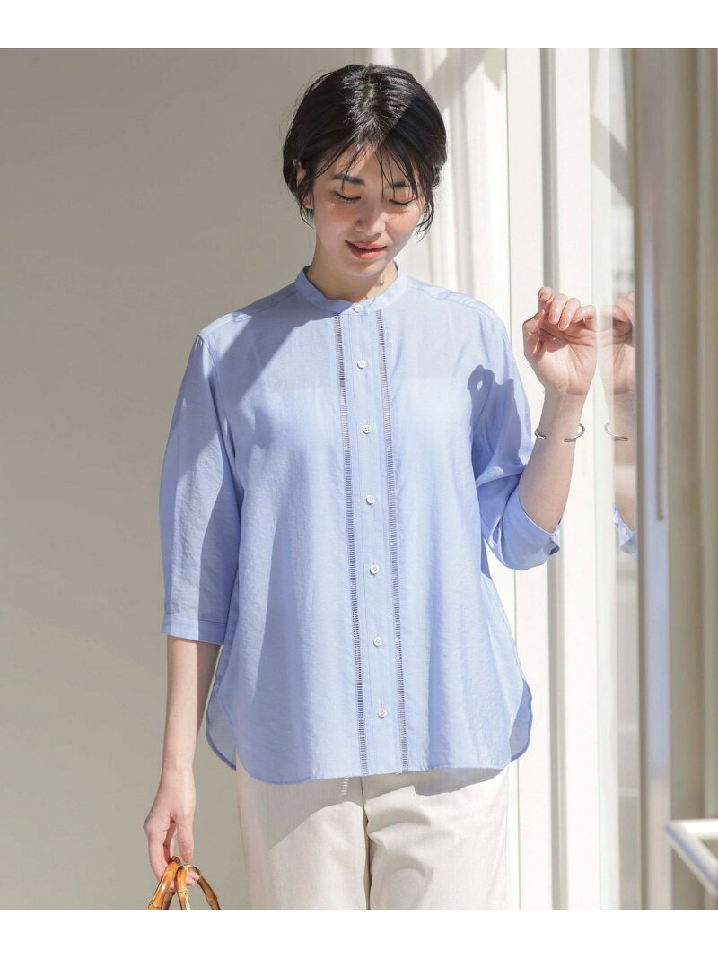 Rakuten - 【SALE／40%OFF】【WEB限定カラーあり・洗える】Sheer Vis リネン バンドカラー ブラウス J.PRESS LADIES L ジェイプレス トップス シャツ・ブラウス ネイビー カーキグリーン ベージュ ブルー【RBA_E】【送料無料】[Rakuten Fashion]