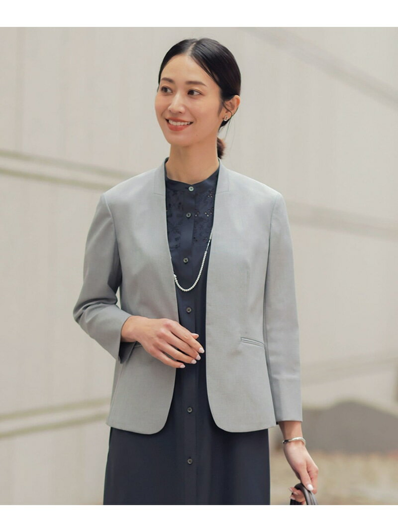 Rakuten - 【セットアップ対応・人気素材】コットンFITTY ノーカラー ジャケット J.PRESS LADIES L ジェイプレス ジャケット・アウター ノーカラージャケット グレー ネイビー ベージュ【送料無料】[Rakuten Fashion]